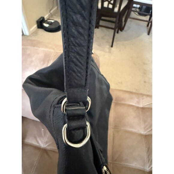 Kate Spade Black Leather Tote Purse Gold Zipper Accent Fold Over - Picture 9 of 12